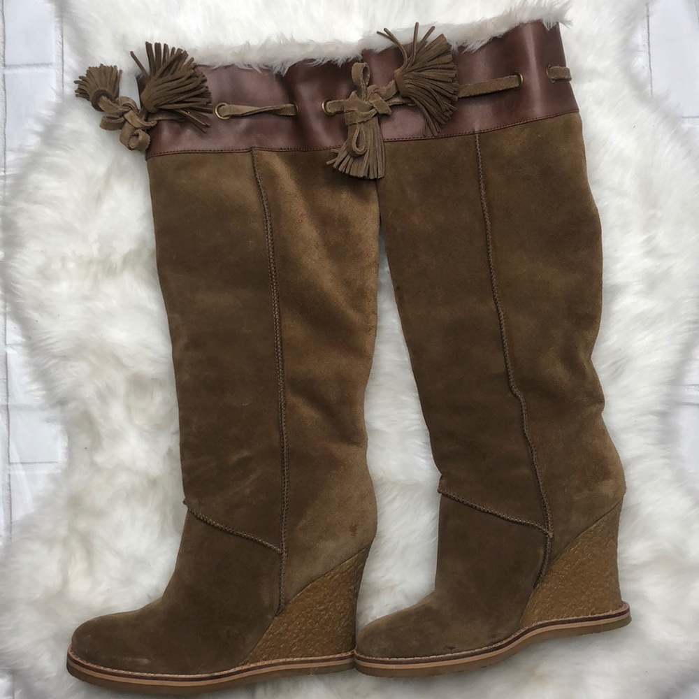 Jessica Simpson Suede Wedges Winter High Boots 7.5